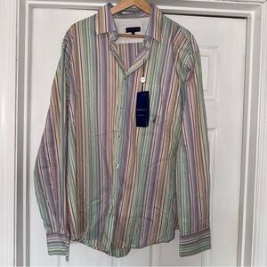 🟣4/$20 NWT Trussardi Button Down Shirt 3XL Multicolor Striped